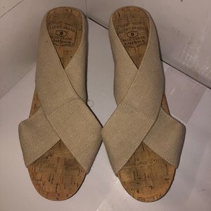Lucky Brand Miller style cork wedges, tan